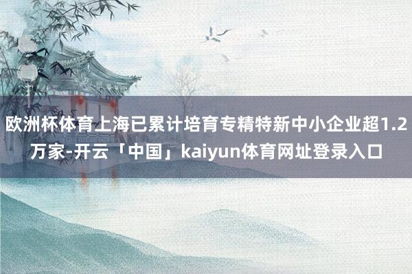 欧洲杯体育上海已累计培育专精特新中小企业超1.2万家-开云「中国」kaiyun体育网址登录入口